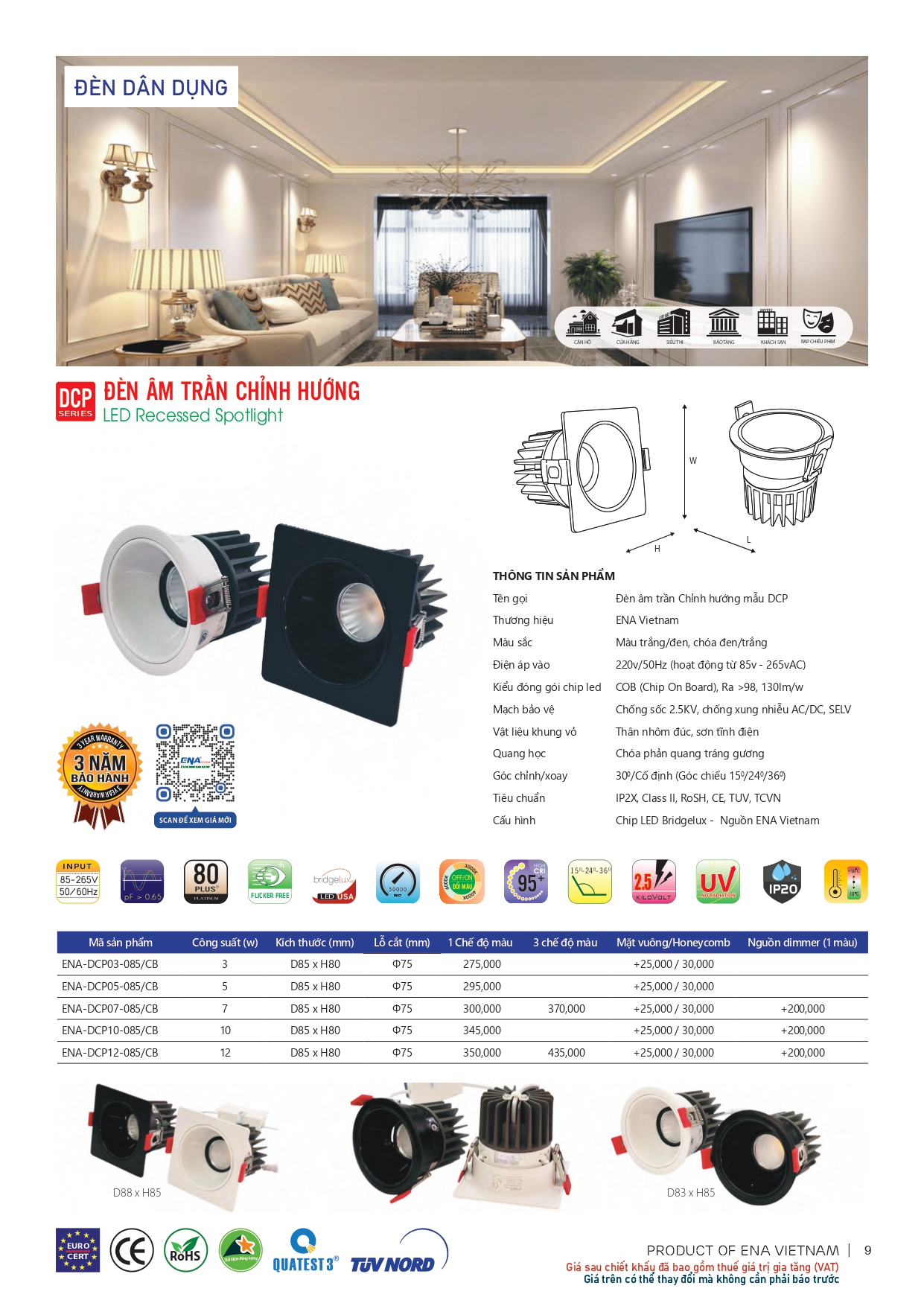 Bảng giá đèn led Ena 2026